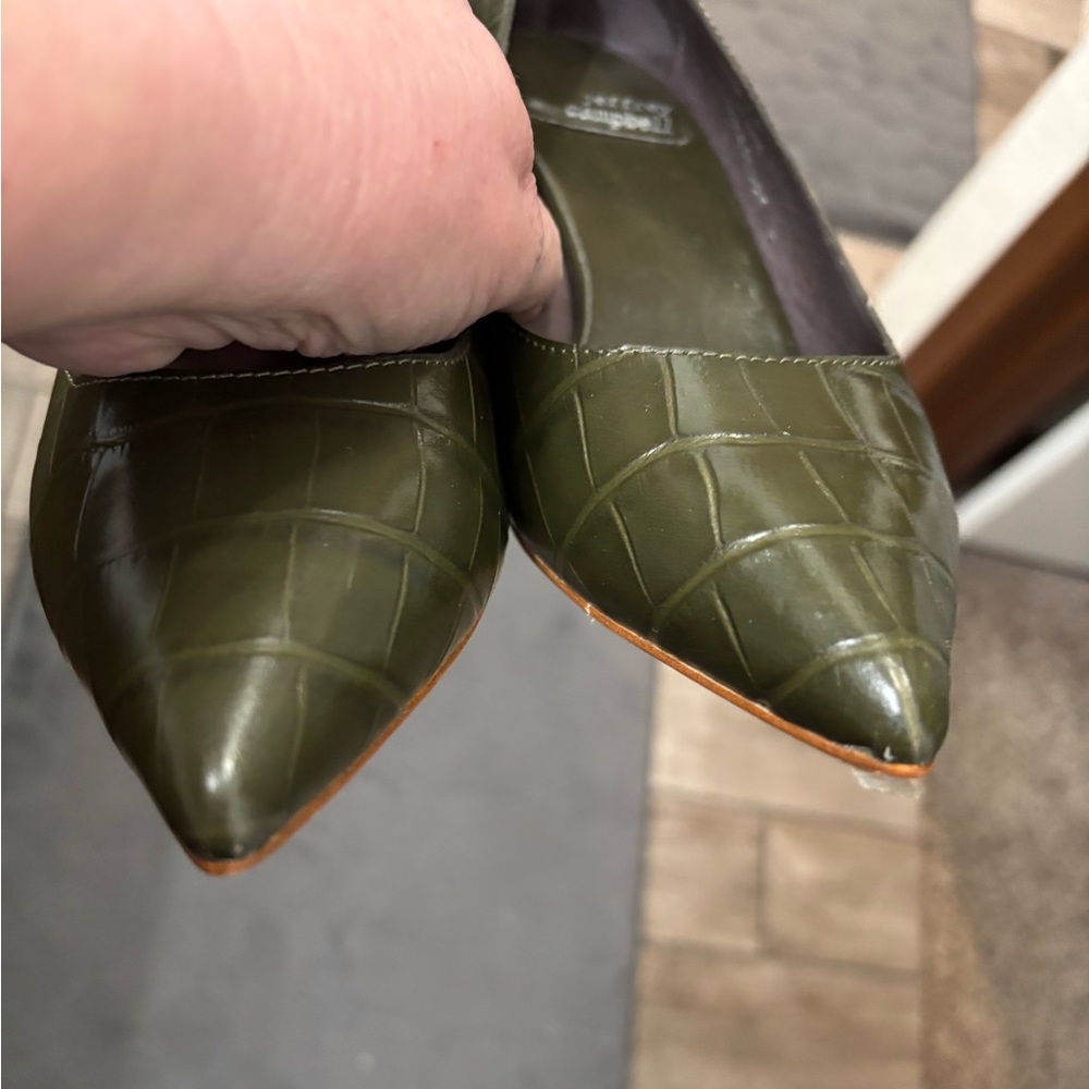 Jeffrey Campbell Dark Green Croc-Embossed Kitten Heels - Picture 3 of 4
